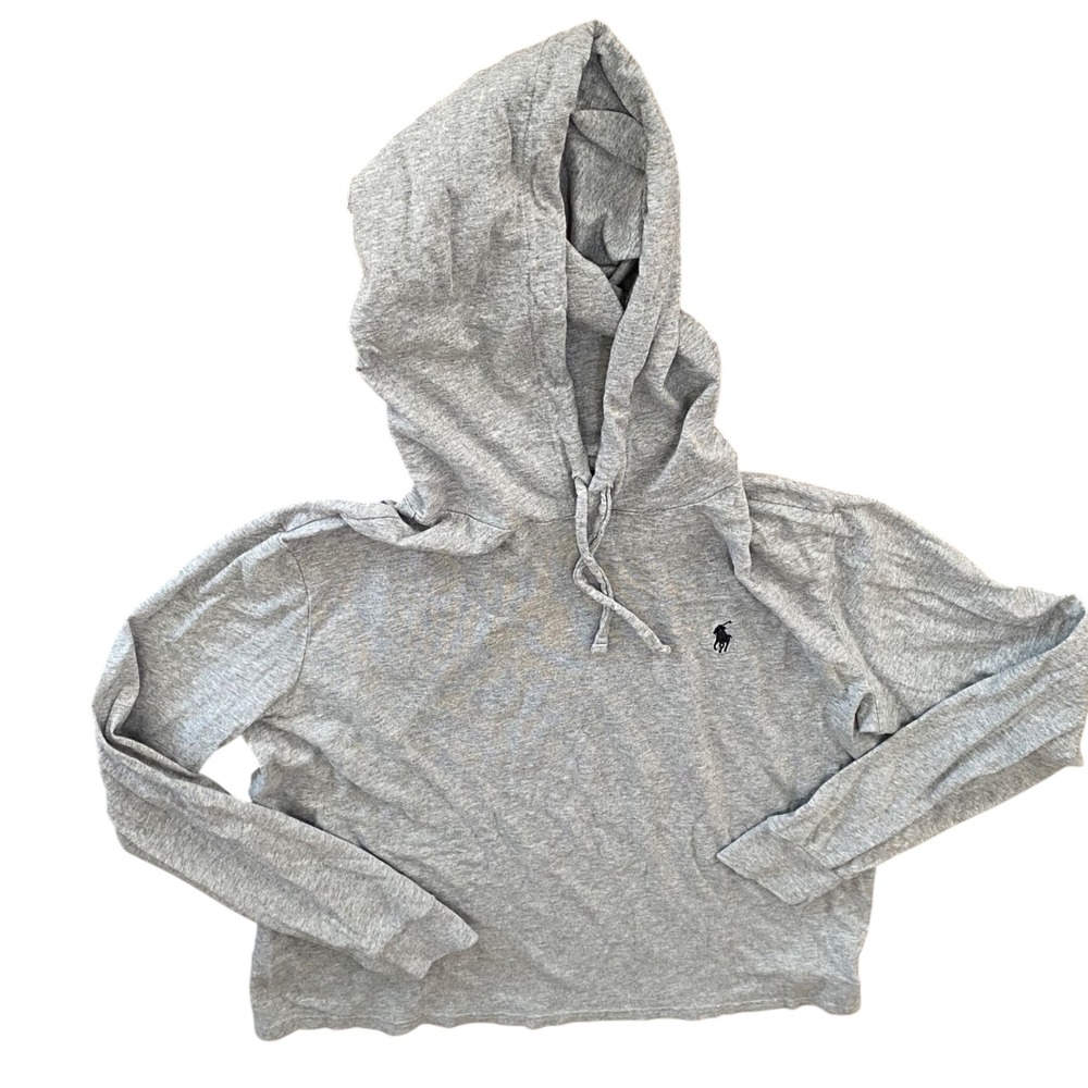 Polo Ralph Lauren Mens Gray Long Sleeve Hooded T-Shirt Pony Logo Size Medium